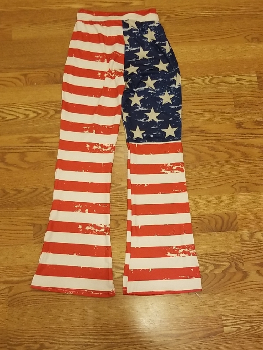 Women's Flag-Print Wide Leg Pants - Red, White & Blue - Picture 6 of 7